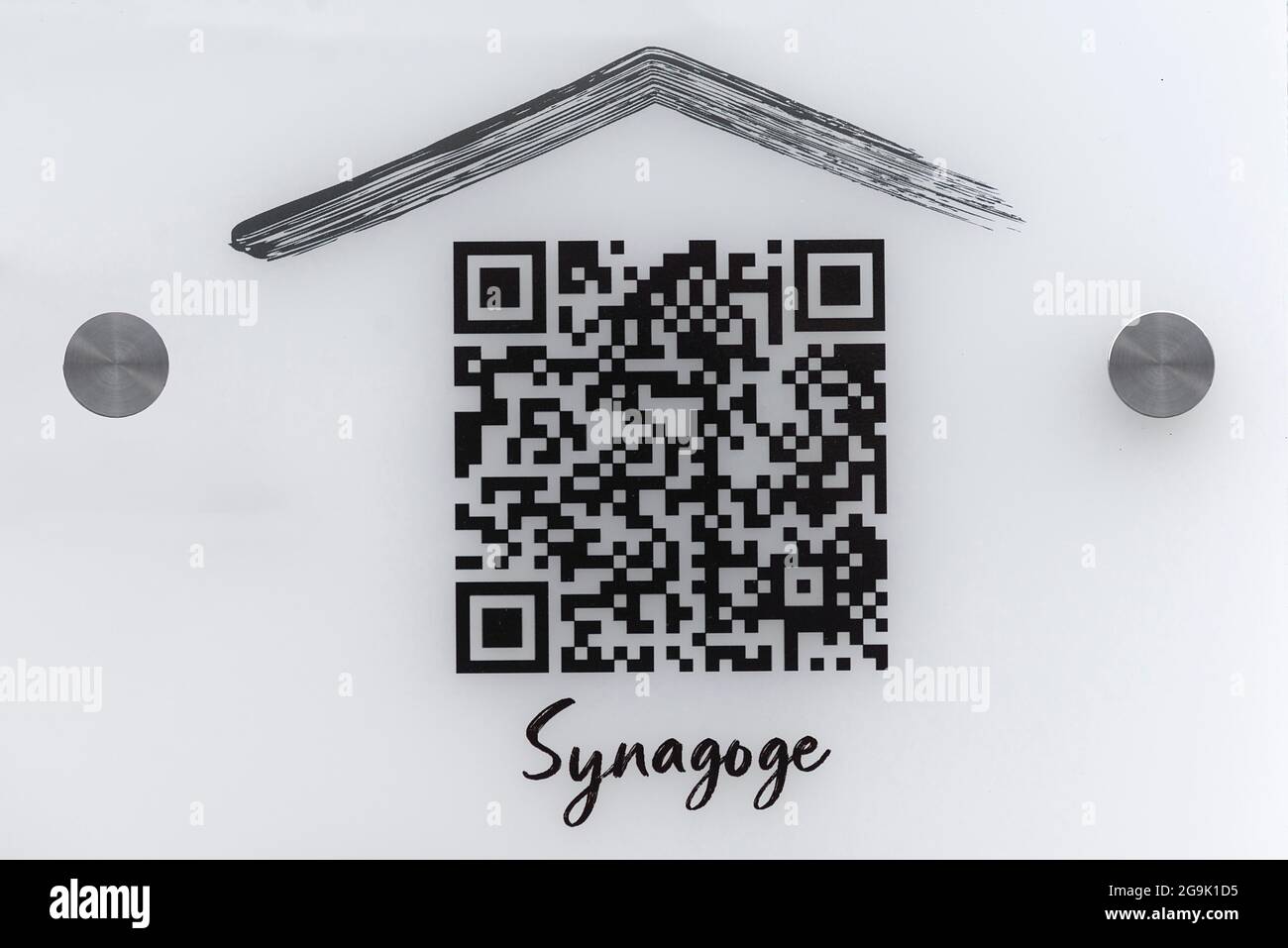 Code QR, réponse rapide, à la synagogue, Ansbach, moyenne-Franconie, Bavière, Allemagne Banque D'Images