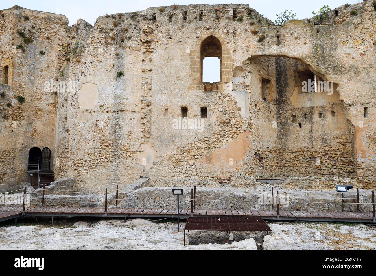 Ruines du Castello dei Luna, XIVe siècle, Sciacca, Sicile, Italie Banque D'Images