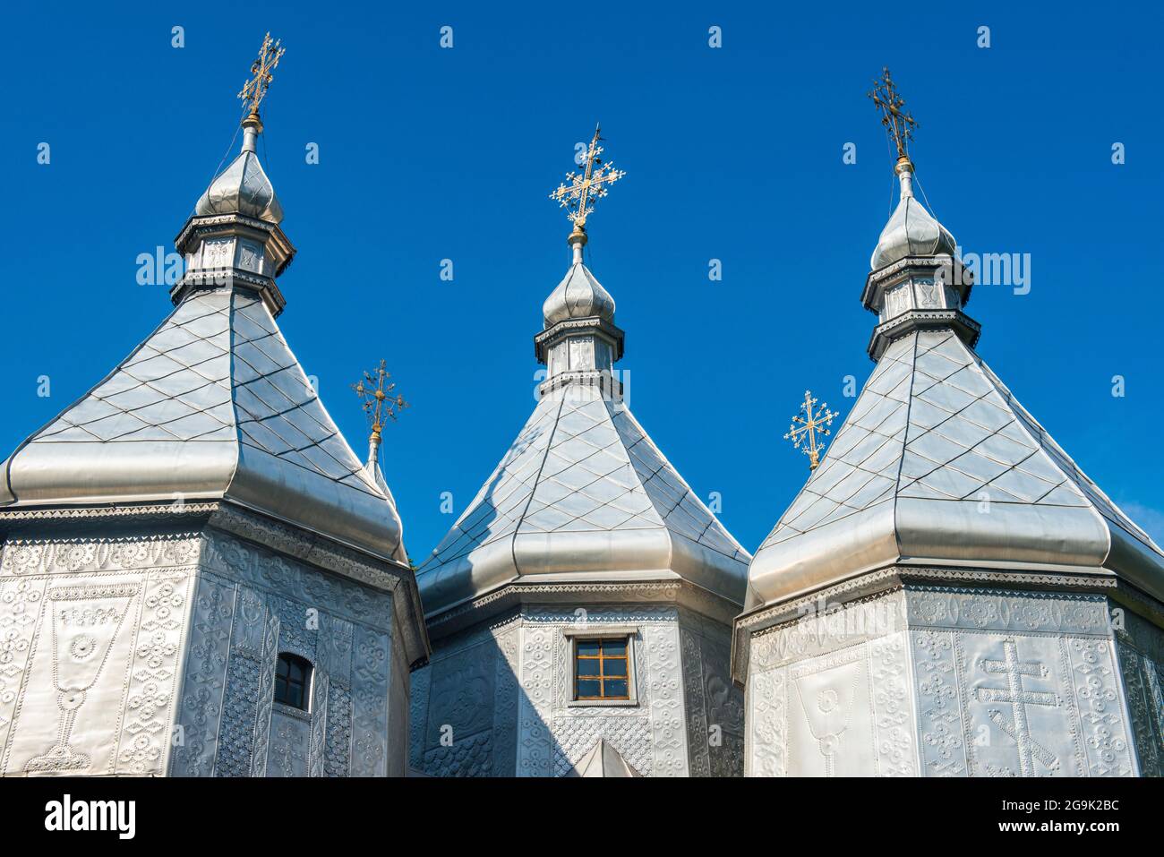 Église en bois de la Nativité de la Sainte Vierge Marie, site de l'UNESCO, Nyzhniy Verbizh, Ukraine Banque D'Images