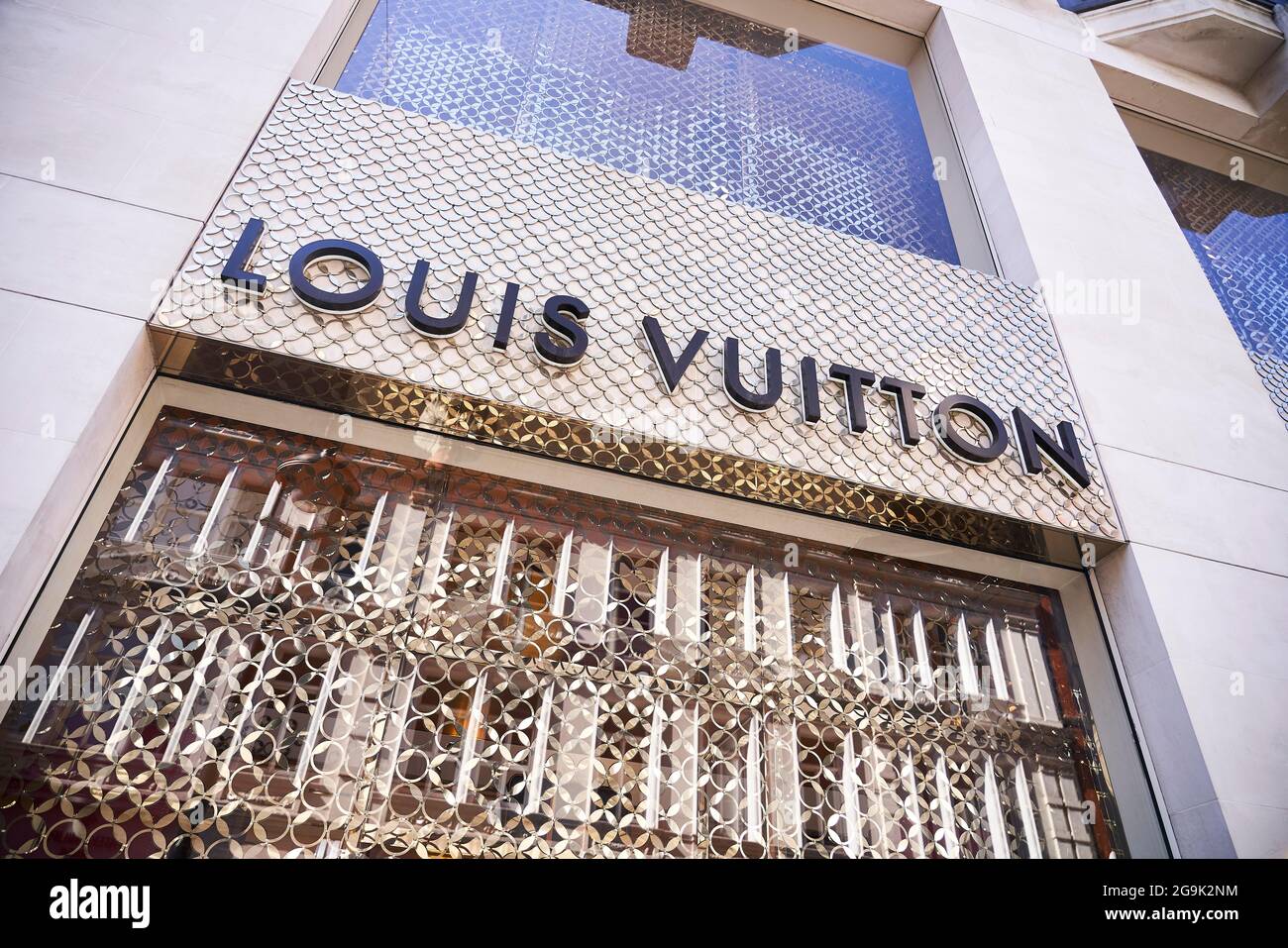 The Louis Vuitton sign above the store on New Bond Street, London, UK Stock  Photo - Alamy
