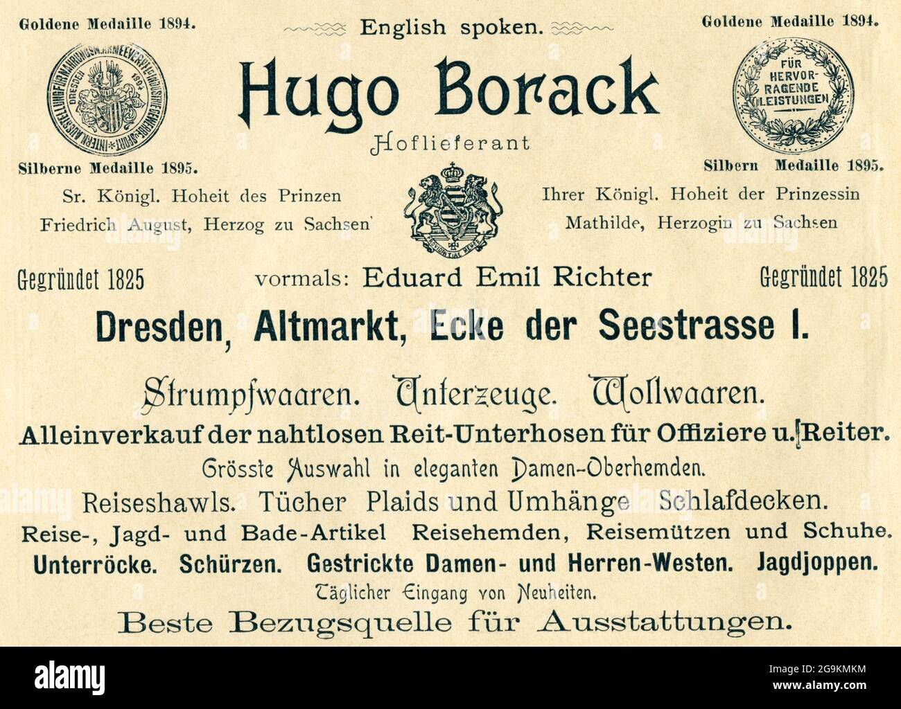 Europe, Allemagne, Saxe, Dresde, publicité pour le magasin de fermeture ' Hugo Borack', DROITS-SUPPLÉMENTAIRES-AUTORISATION-INFO-NON-DISPONIBLE Banque D'Images