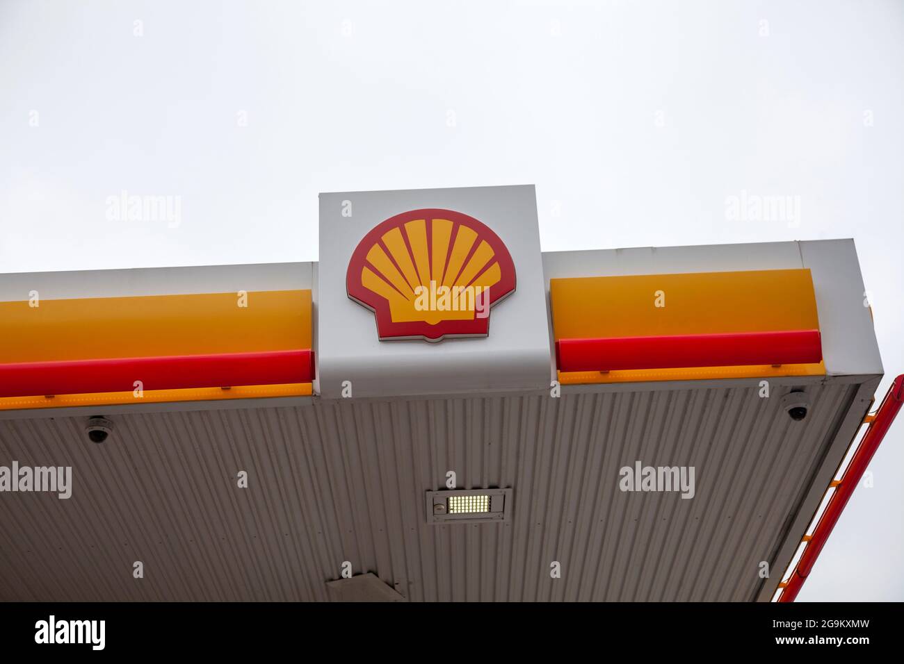 Logo Shell à la station-service, Royaume-Uni Banque D'Images