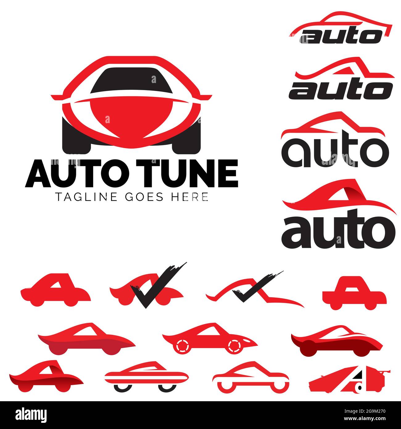Logo et jeu d'icônes automatiques. Vecteur de thème de voiture basé sur une lettre Illustration de Vecteur