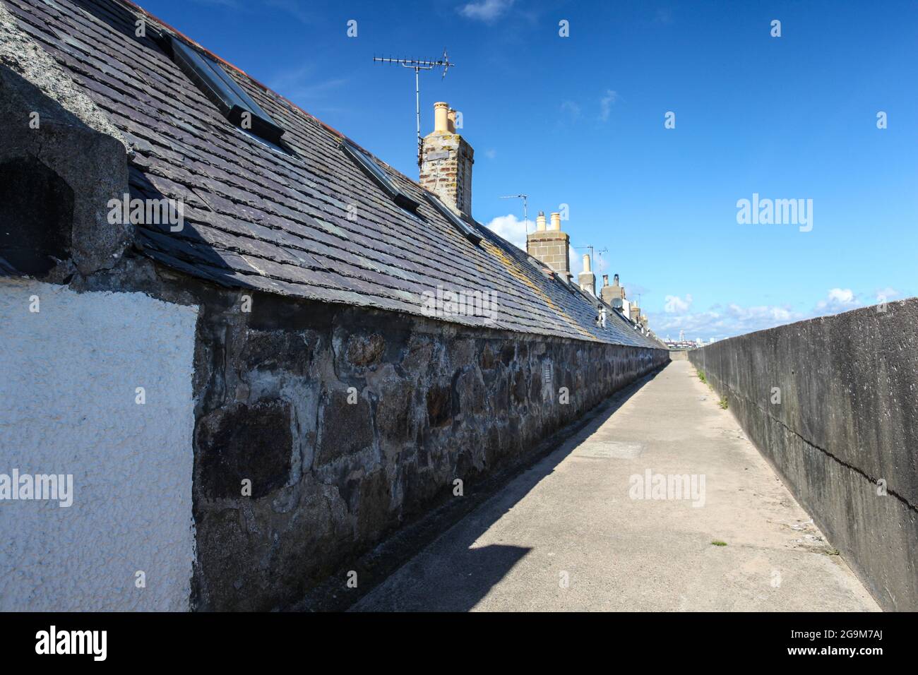 L'architecture vernaculaire de Footdee - un village de pêcheurs historique dans le port d'Aberdeen, en Écosse. Banque D'Images