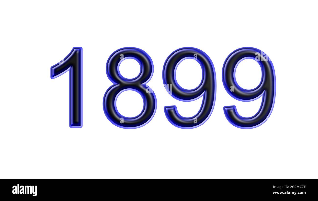 bleu 1899 chiffres effet 3d fond blanc Banque D'Images