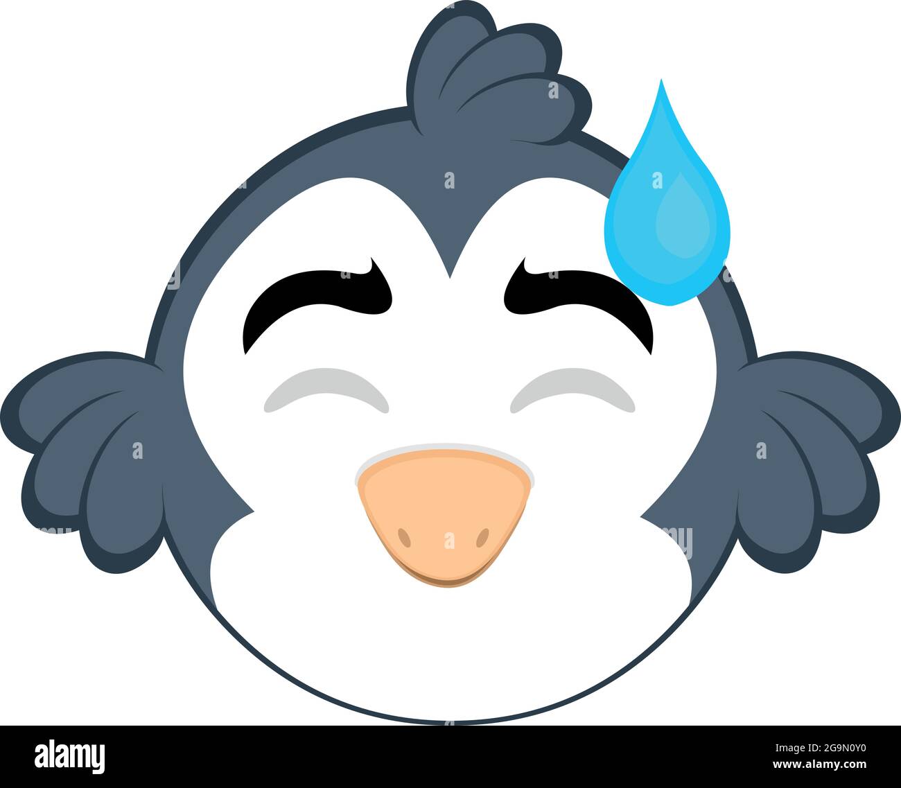 Vecteur émoticône illustration d'un oiseau de dessin animé avec une expression de la honte et une chute de sa tête Illustration de Vecteur
