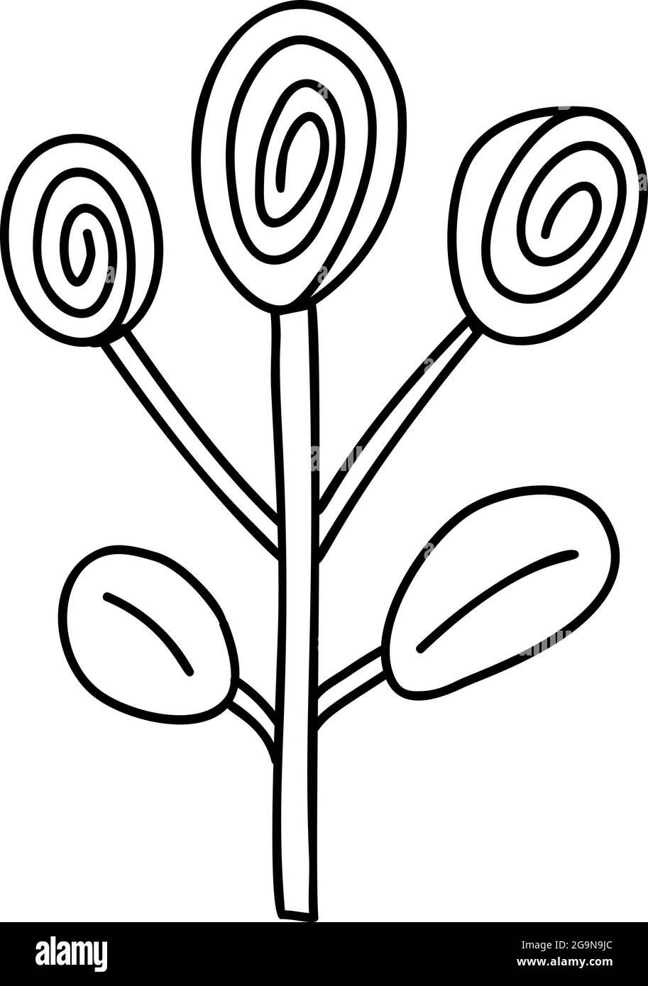 Fleur stylisée Spring Vector de style monoline. Élément d'illustration scandinave. Carte de Saint-Valentin décorative à motif fleuri d'été Illustration de Vecteur