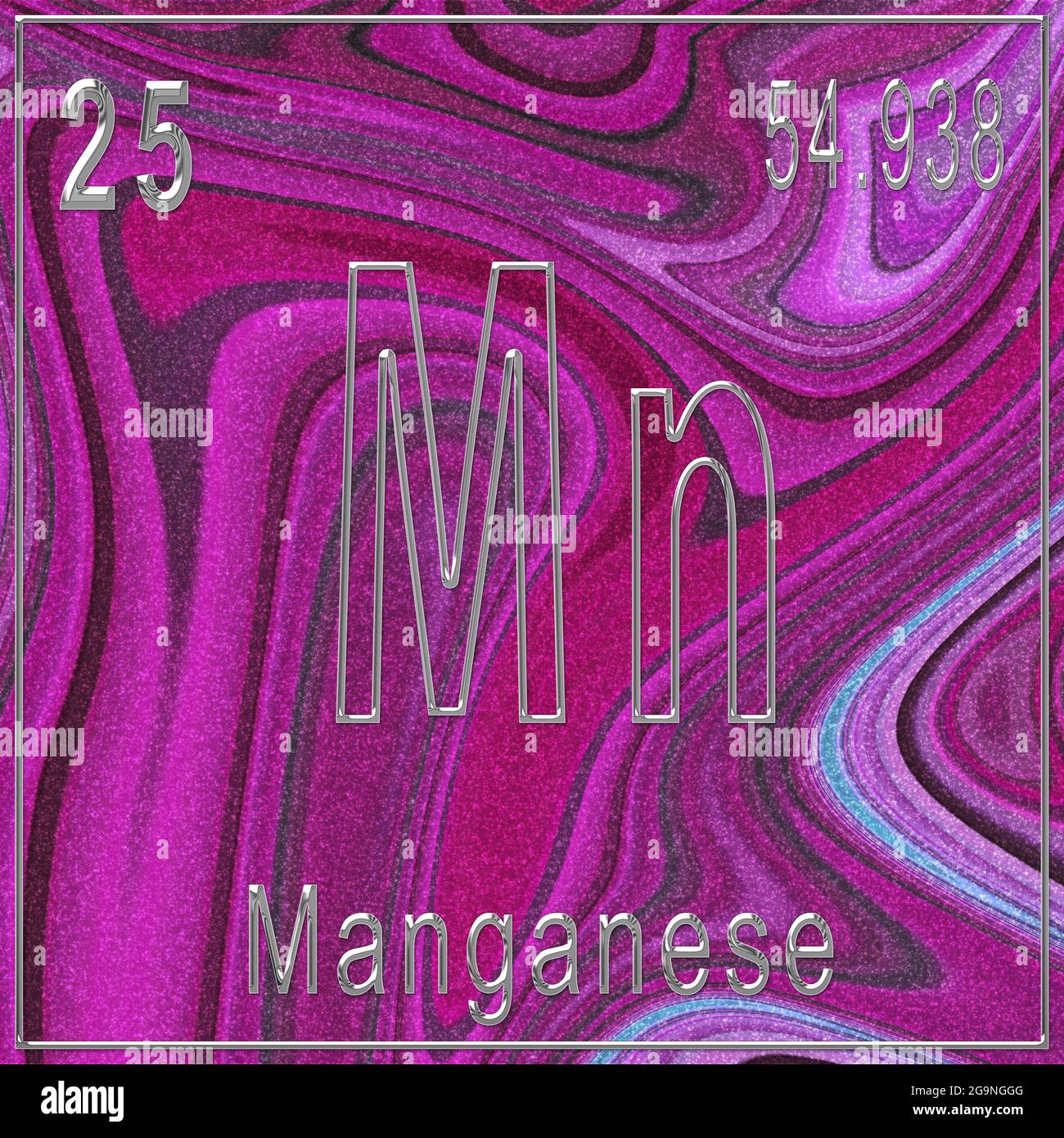 Élément chimique en manganèse, signe avec numéro atomique et poids — free download