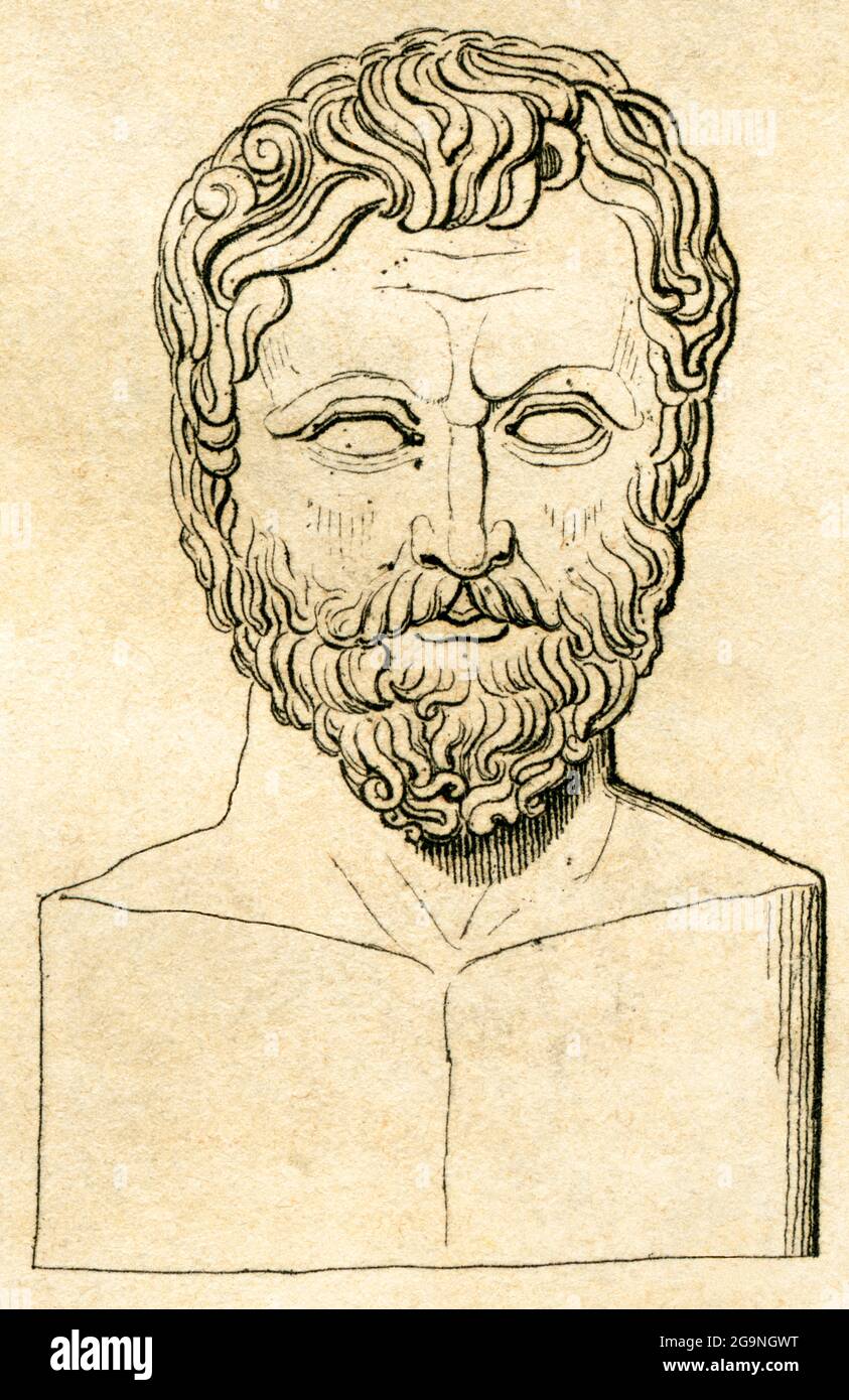 Thales of Miletus, né vers 624 av. J.-C., mort vers 546 av. J.-C., philosophe grec, mathématicien et astronome, LE DROIT D'AUTEUR DE L'ARTISTE N'A PAS À ÊTRE DÉGAGÉ Banque D'Images