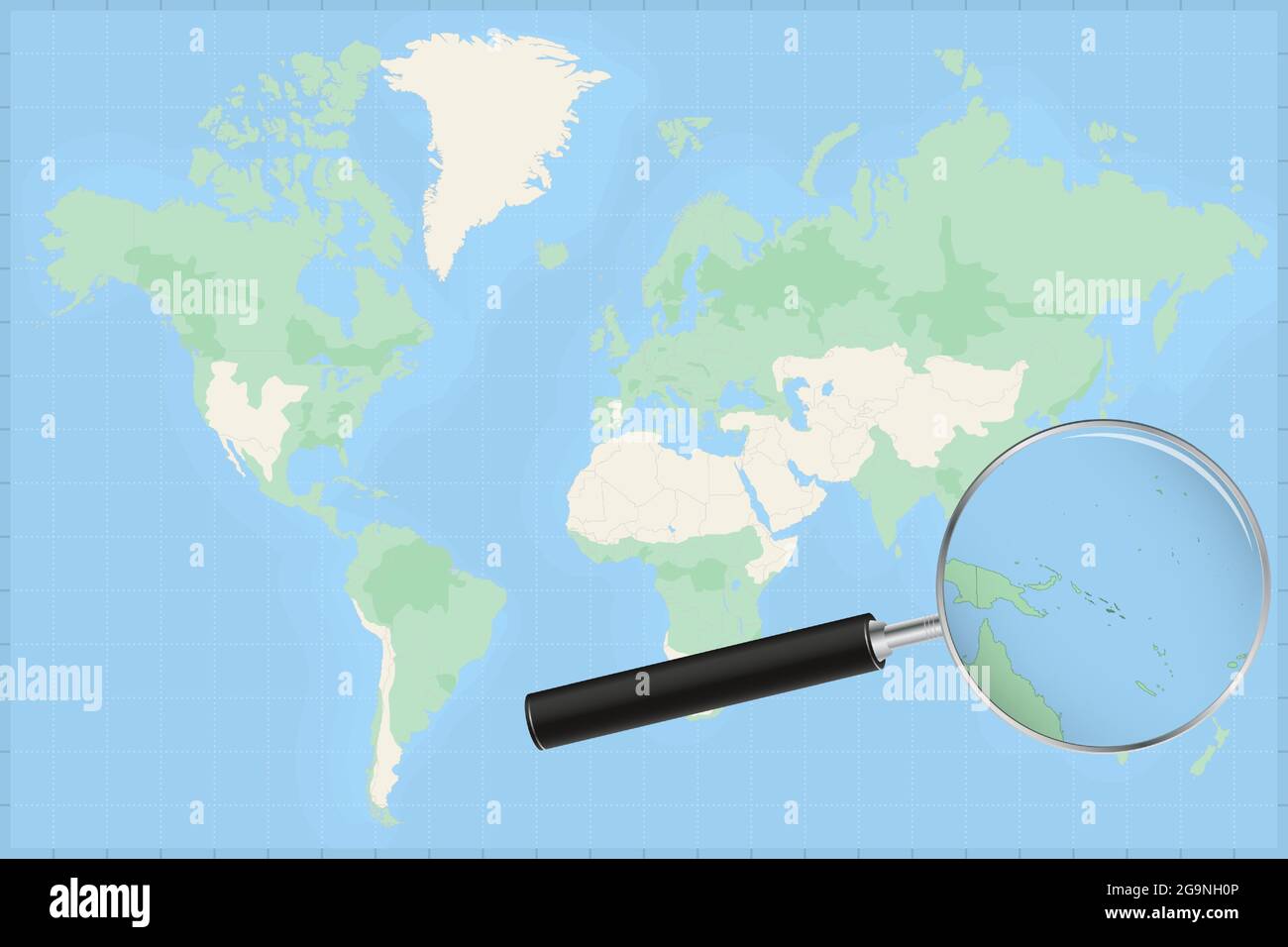 Carte du monde avec une loupe sur une carte des Îles Salomon carte  détaillée des Îles Salomon et des pays voisins dans la loupe Image  Vectorielle Stock - Alamy