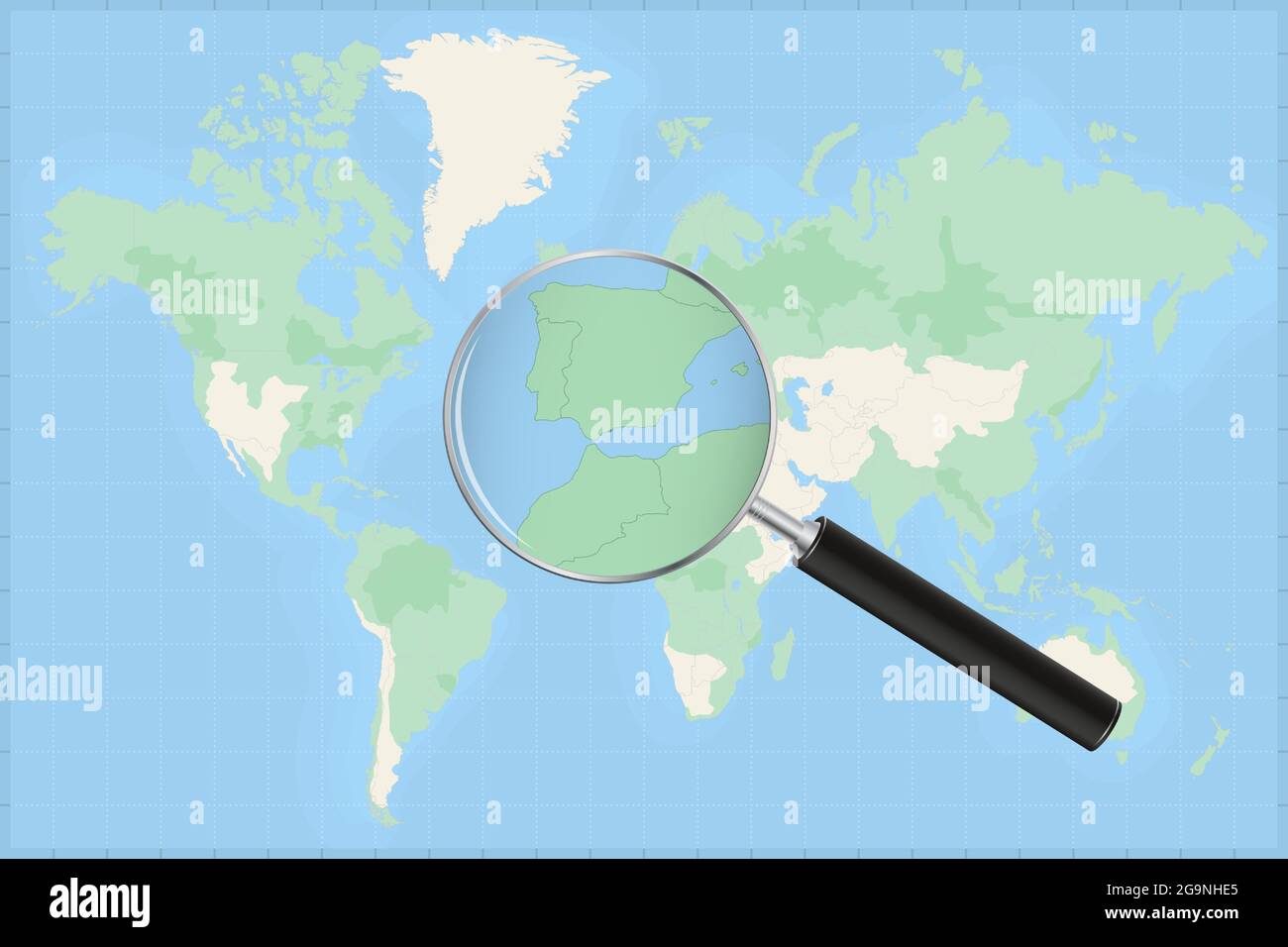 Carte du monde avec une loupe sur une carte de Gibraltar carte