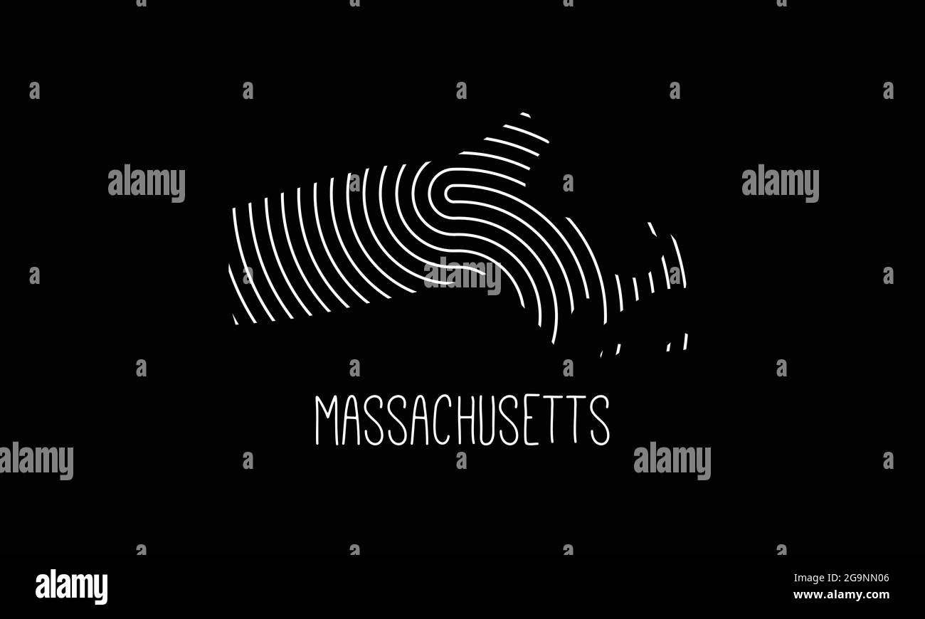 Carte biométrique du Massachusetts remplie d'empreintes digitales motif icône logo design illustration vectorielle Illustration de Vecteur