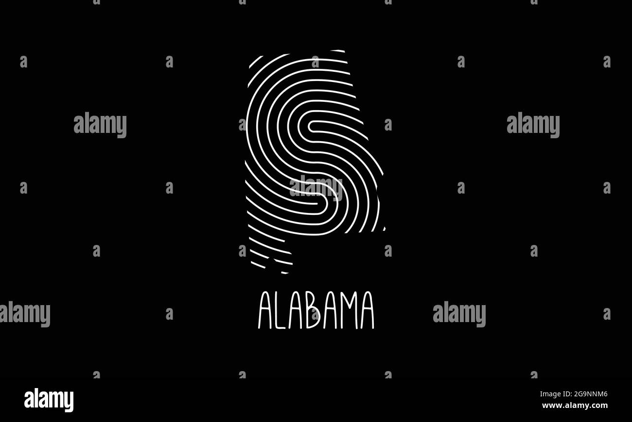 Alabama carte du Nevada rempli d'empreintes digitales logo icône design illustration vectorielle Illustration de Vecteur
