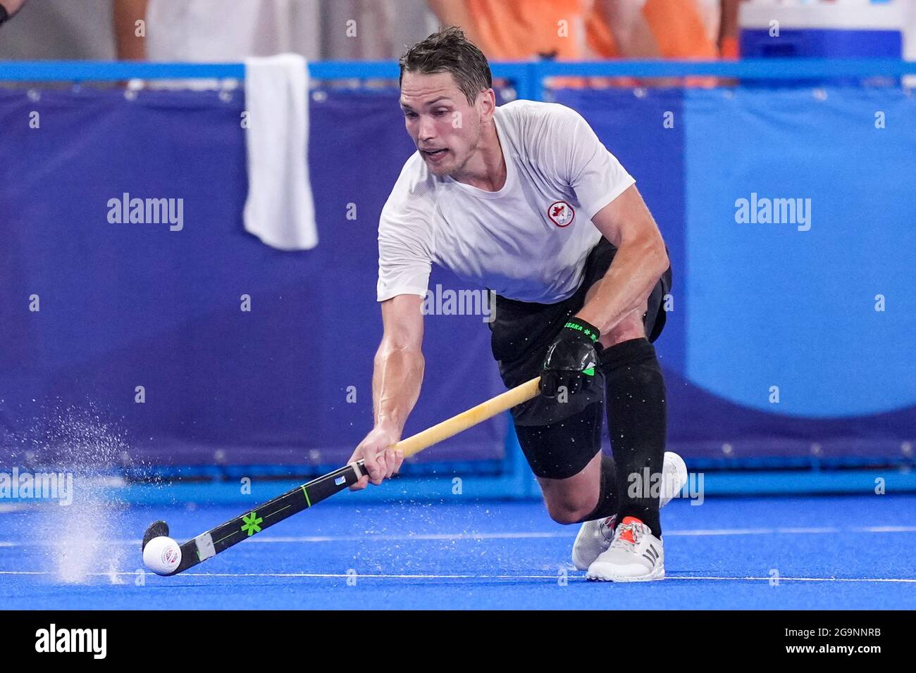 TOKYO, JAPON - 27 JUILLET : John Barrie Smythe du Canada en compétition sur le Pool B des hommes lors des Jeux Olympiques de Tokyo 2020 au Stade de hockey de l'Oi le 27 juillet 2021 à Tokyo, Japon (photo de Yannick Verhoeven/Orange Pictures) NOCNSF Banque D'Images