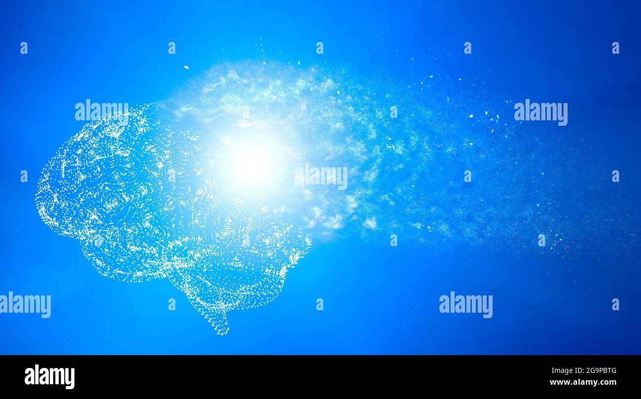 La mémoire est caduque, oubliant les choses, maladie dégénérative. Problèmes de cerveau. Maladie de Parkinson et maladie d'alzheimer. Santé mentale. AVC, synapses et neurones Banque D'Images