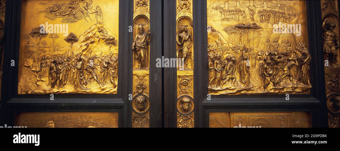 Italie, Toscane, Florence, Ghiberti's Gates of Paradise, Baptistère Banque D'Images