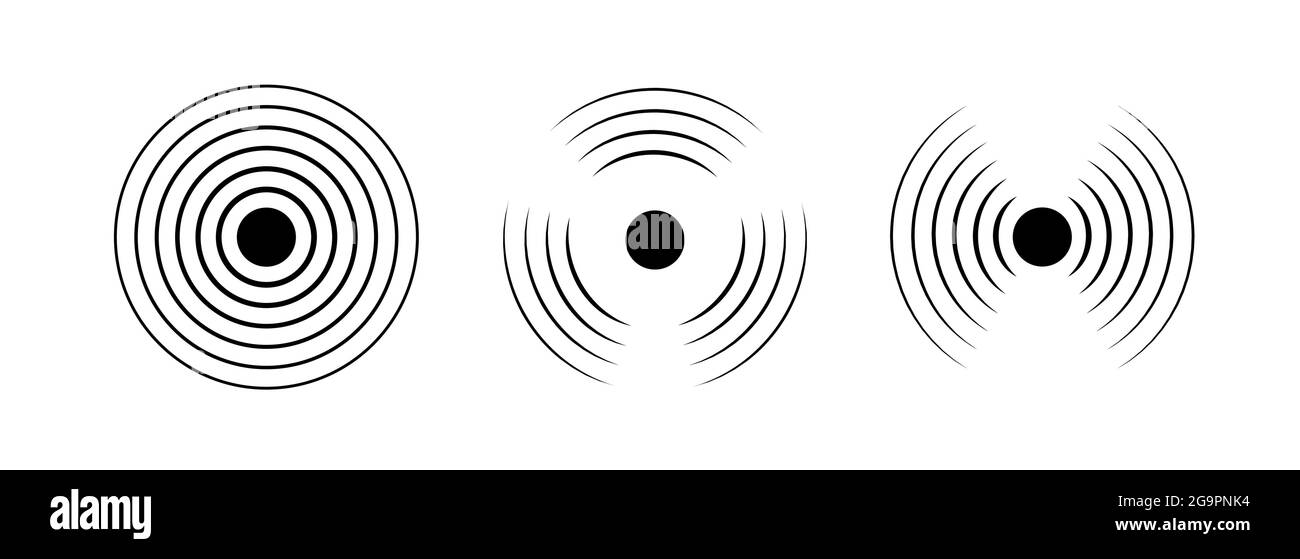 Cercle d'icône d'onde sonore de signal. Onde de symbole de bruit graphique numérique sonique à vecteur d'impulsion Illustration de Vecteur