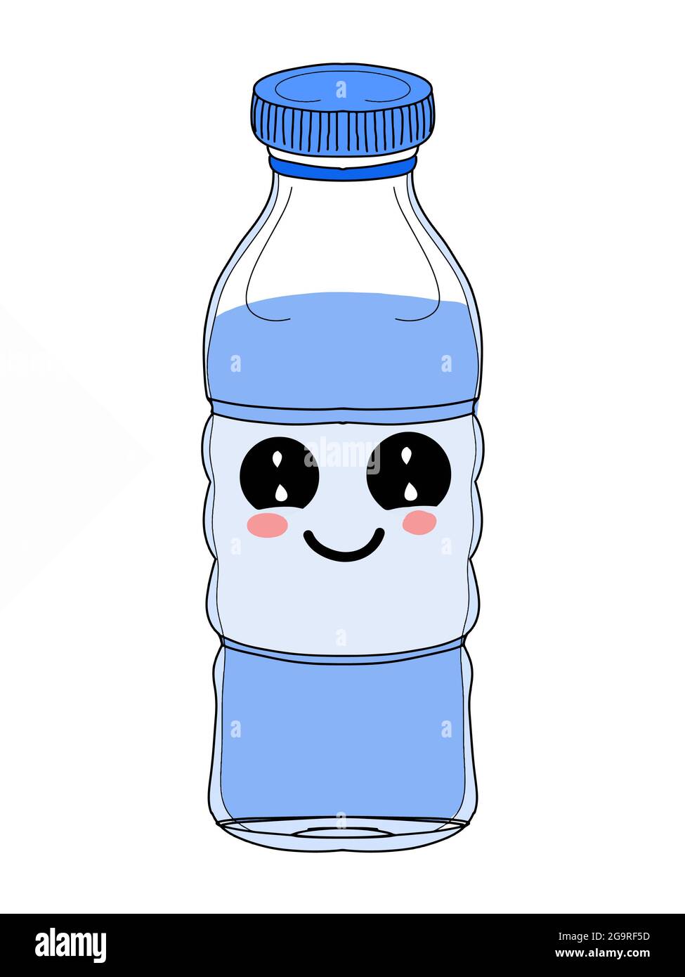 Mignon, personnages kawaii , dessin d'illustration de bouteille d'eau Photo  Stock - Alamy