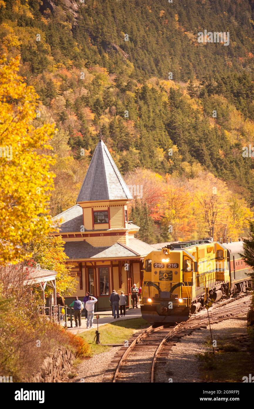 North Conway Railroad, Crawford Notch, New Hampshire, États-Unis Banque D'Images