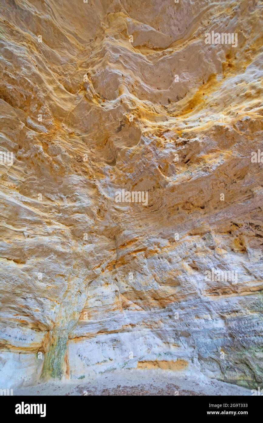 Détails du mur d'une grotte en grès dans le parc national de Starved Rock Banque D'Images