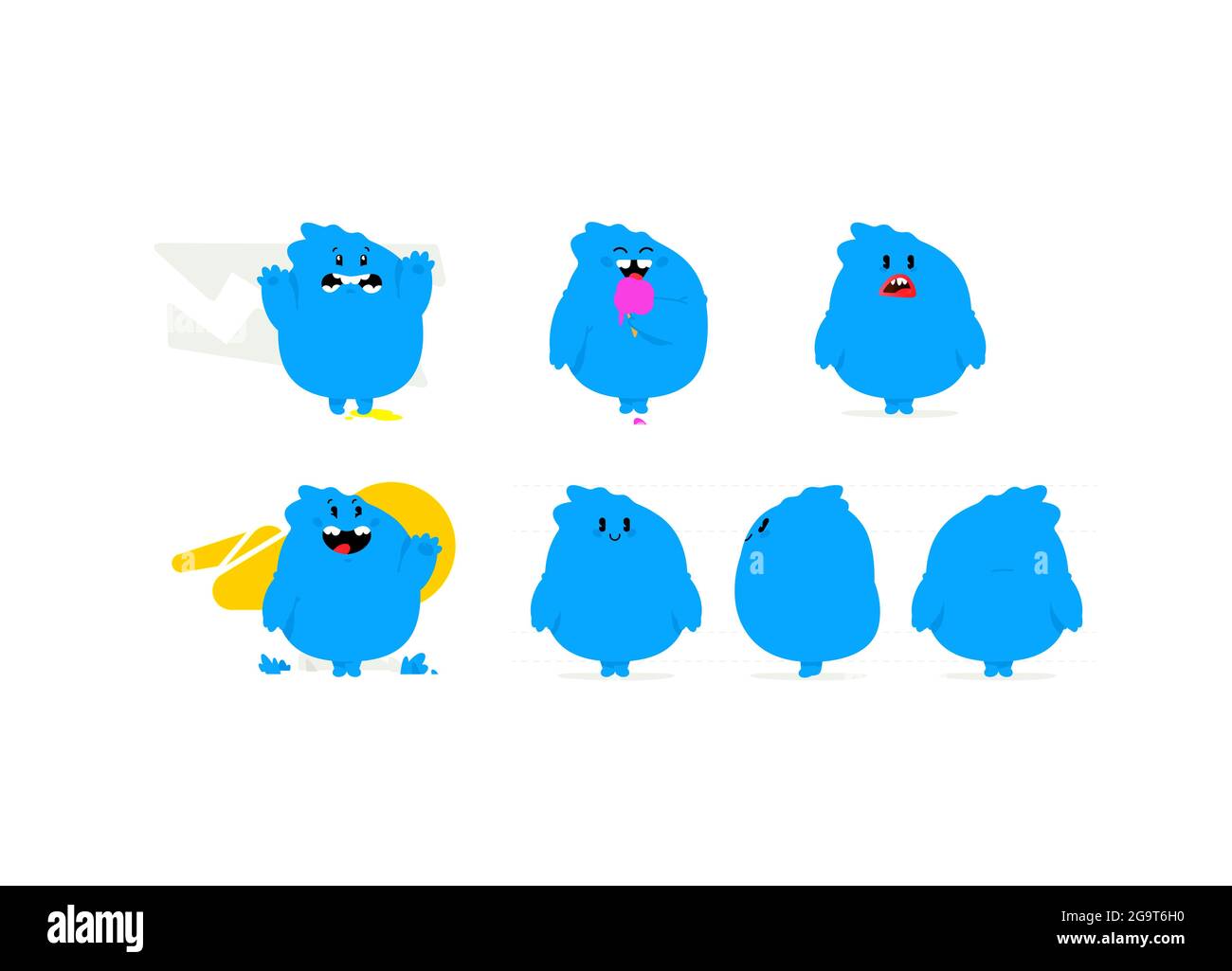 Illustration D Un Monstre Kawaii Bleu Vecteur Mignon Dessin Anime Bebe Dragon Jouet Caoutchouc Mascotte Pour La Compagnie Caractere Pour L Animation Emotions D Un Goo Image Vectorielle Stock Alamy