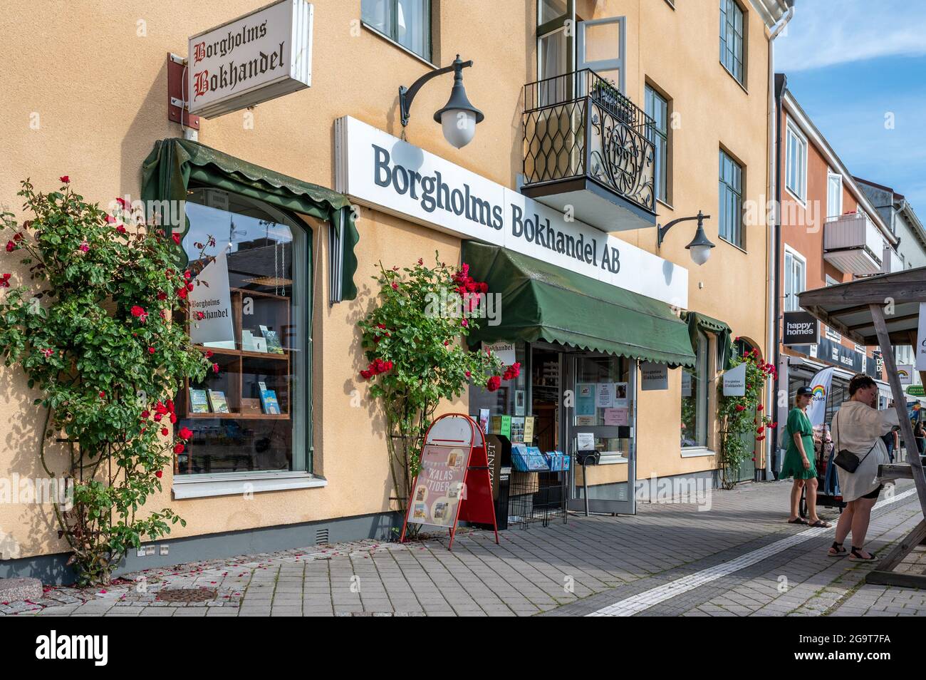 Borgholm Librairie dans le centre-ville de Borgholm sur l'île suédoise de la mer Baltique Öland. Banque D'Images