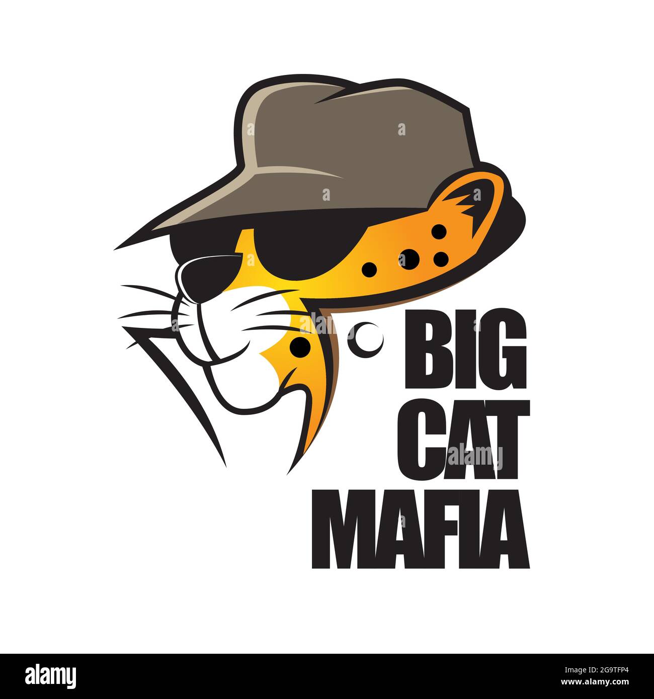grand dessin animé de la mafia de chat avec tête de léopard Illustration de Vecteur