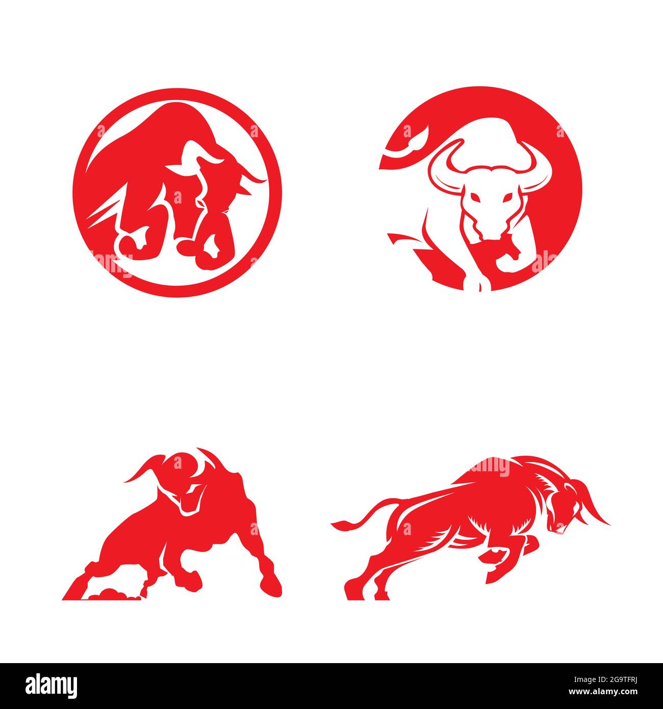 Logo Bull et clip art Set. Vector Illustration de Vecteur