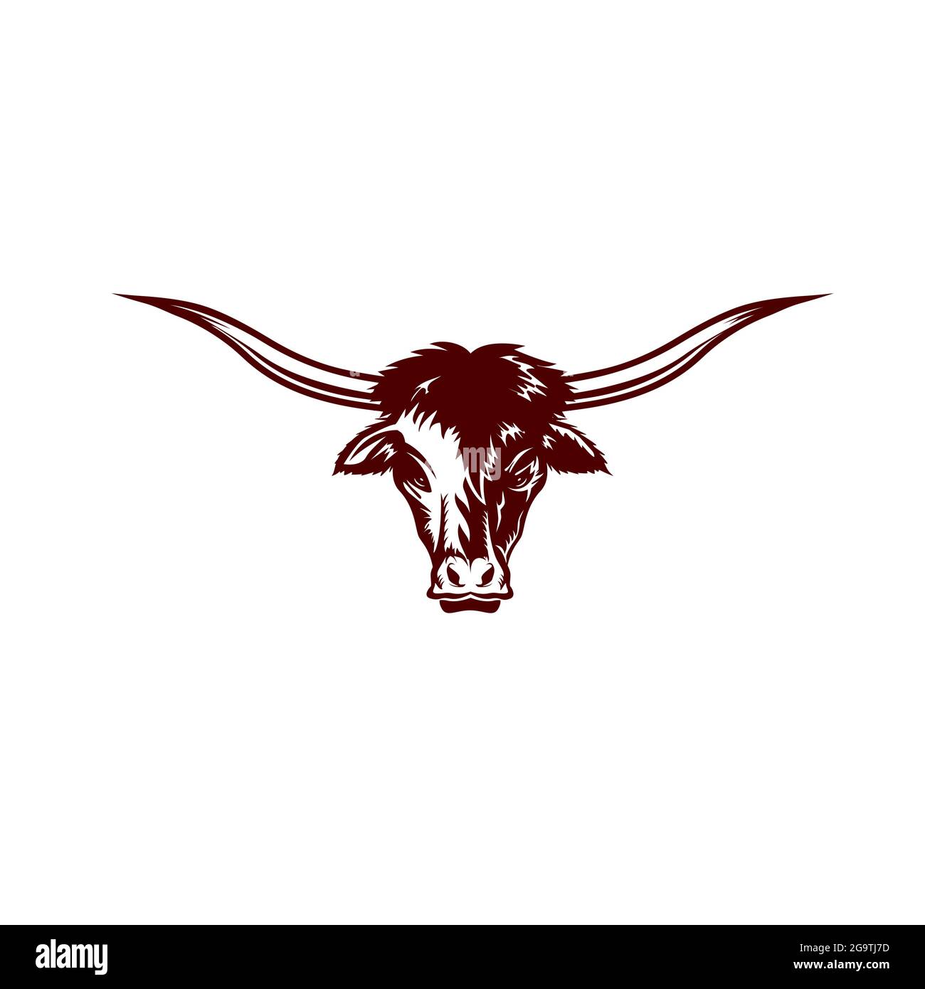 Tête de bétail Longhorn avec logo de style vintage Illustration de Vecteur