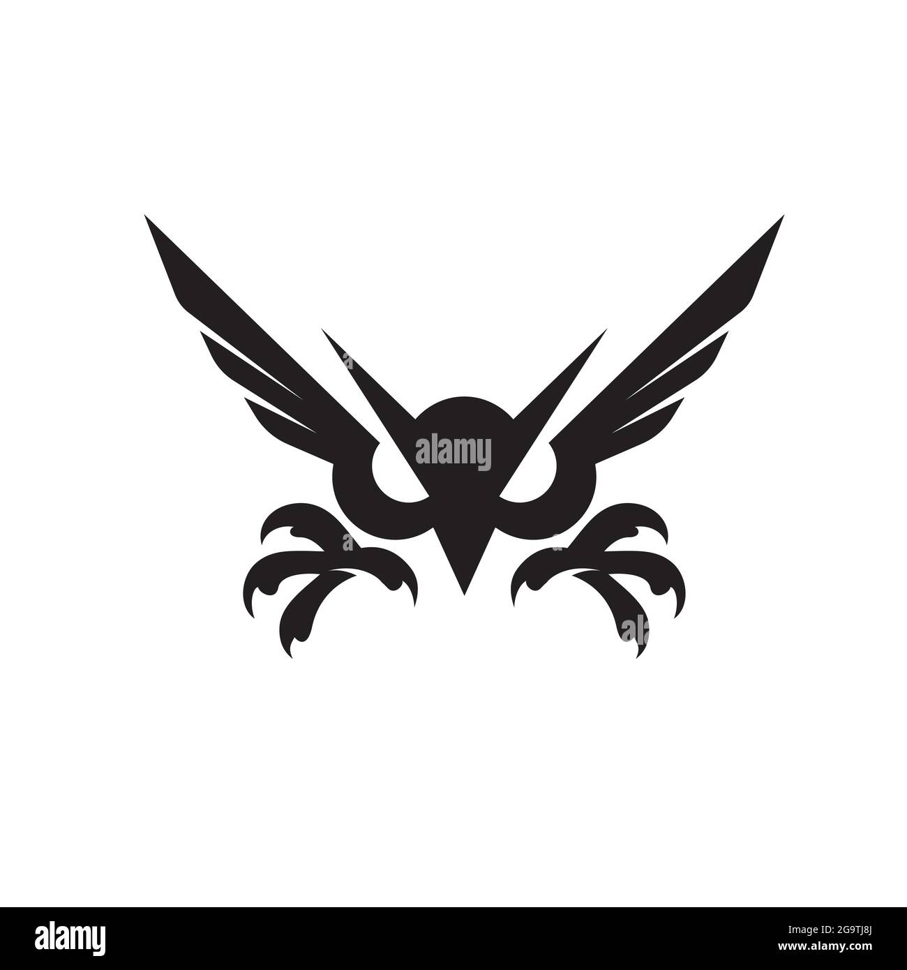 logo de chasse à la chouette avec ses talons larges ouverts Illustration de Vecteur