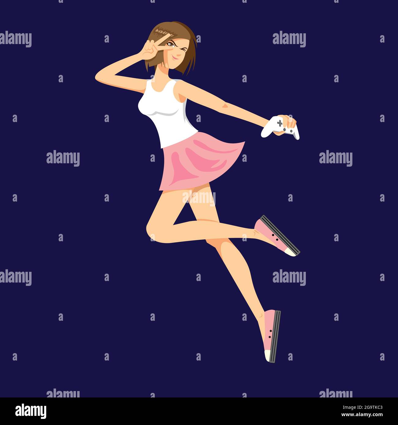 Illustration vectorielle de Gaming Girl en style anime pour élément de design, poster, imprimé tshirt ou tout autre but. Illustration de Vecteur