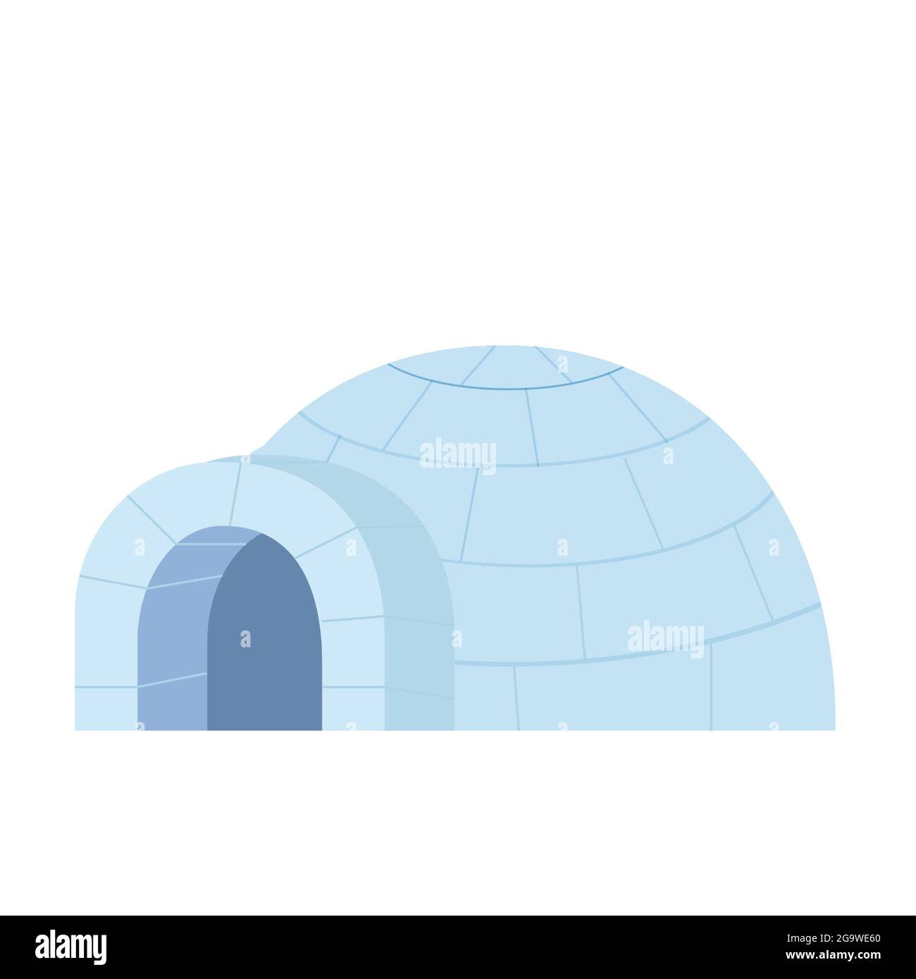 Igloo traditionnel de neige de style dessin animé isolé sur fond blanc. Icehouse Outdoor, culture esquimau, maison anarctique. Illustration vectorielle Illustration de Vecteur