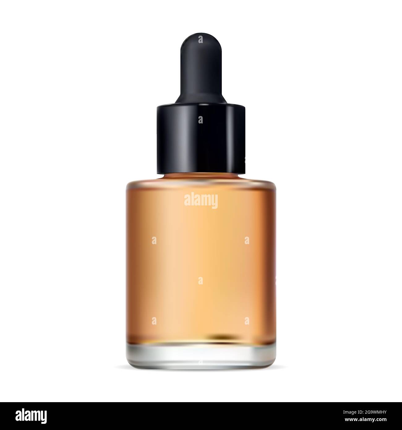 Flacon compte-gouttes de sérum. Maquette isolée de flacon à vecteur d'huile essentielle. Bol d'aromathérapie pour compte-gouttes. Flacon de collagène facial, produit de traitement aromatique, nat Illustration de Vecteur