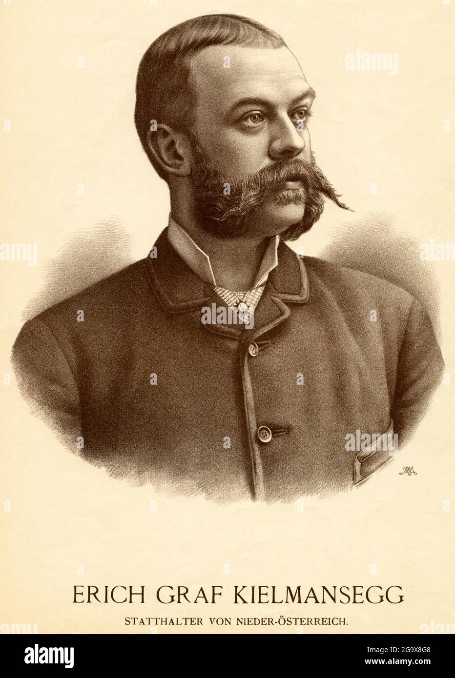 Comte Erich Kielmannsegg, politicien autrichien, lithographie par Josef Eberle, vers 1892 , LE DROIT D'AUTEUR DE L'ARTISTE N'A PAS À ÊTRE AUTORISÉ Banque D'Images