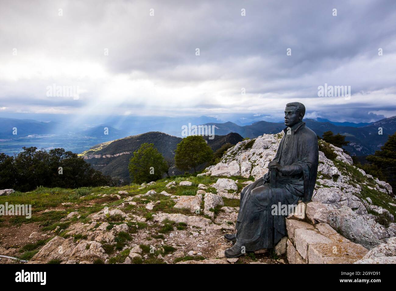 Jacinto Verdauguer Sculpture, Santuari de la Mare de Deu del Mont, la Garrotxa, Gérone, Espagne Banque D'Images