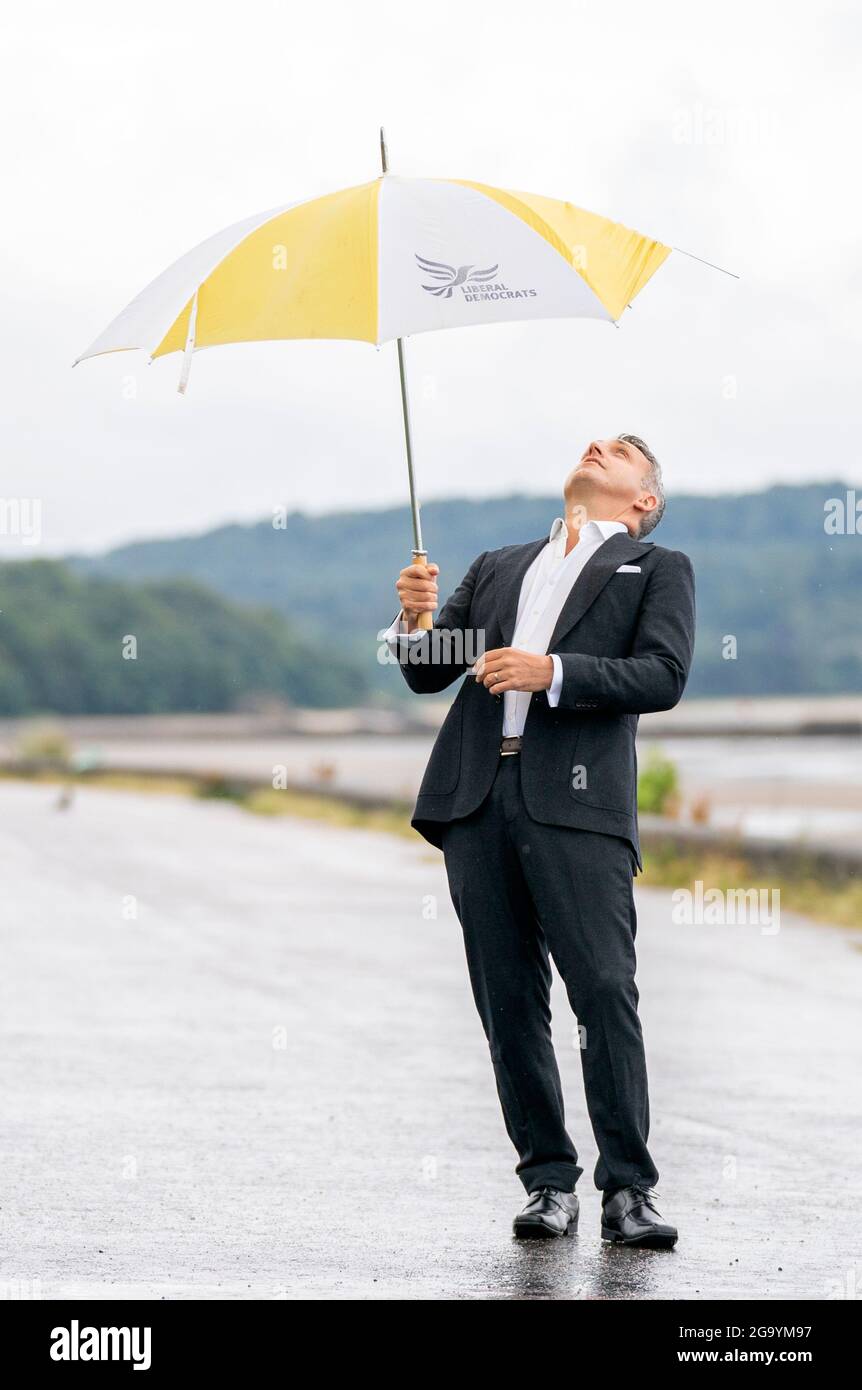 MSP pour Edinburgh West, Alex Cole-Hamilton annonce sa candidature pour devenir le prochain chef libéral démocrate écossais, au Boardwalk Beach Club, à Édimbourg. Date de la photo: Mercredi 28 juillet 2021. Banque D'Images