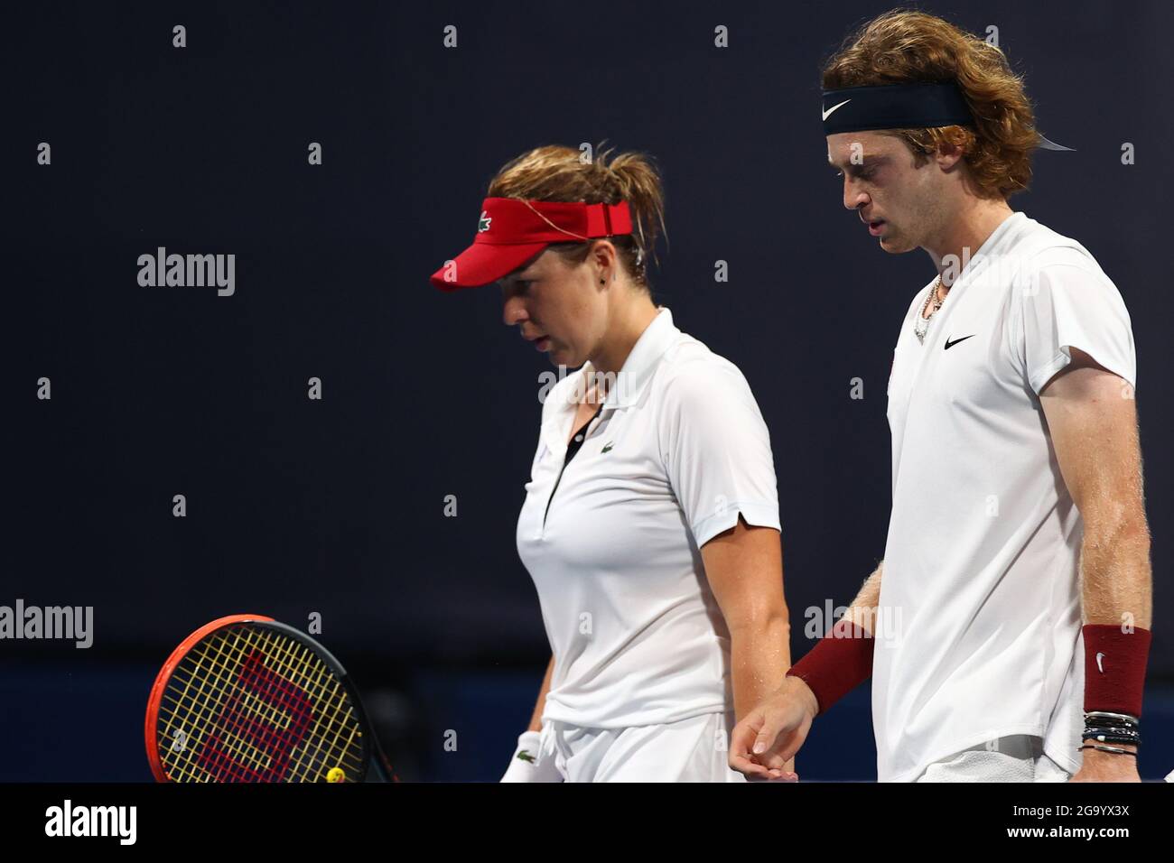 Jeux Olympiques de Tokyo 2020 - tennis - doubles mixtes - 1ère partie -  Parc de tennis Ariake - Tokyo, Japon - 28 juillet 2021. Anastasia  Pavlyuchenkova du Comité olympique russe et