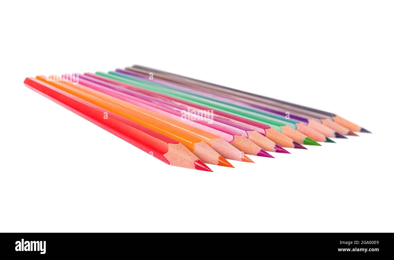 Crayons de couleur isolés sur fond blanc Banque D'Images