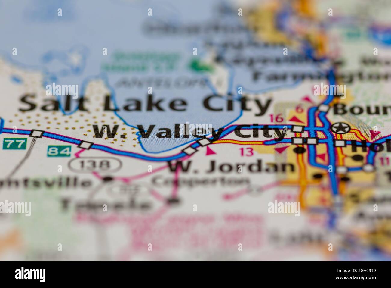 West Valley City Utah USA indiqué sur une carte routière ou une carte de la géographie Banque D'Images