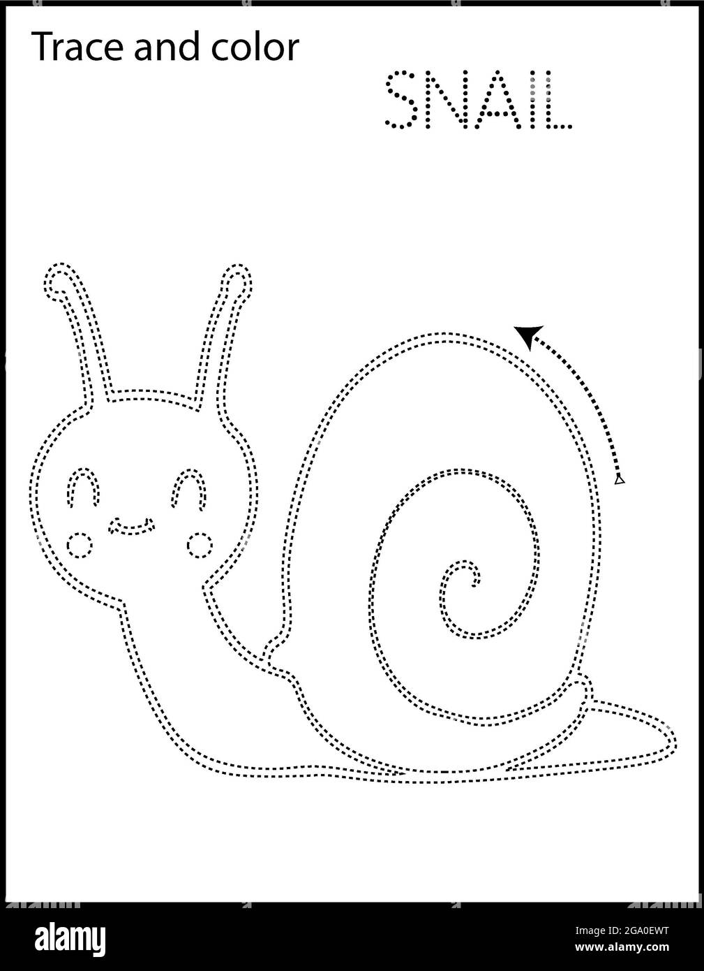 Page de coloriage imprimable pour les noms et les animaux de la maternelle et préscolaire Banque D'Images