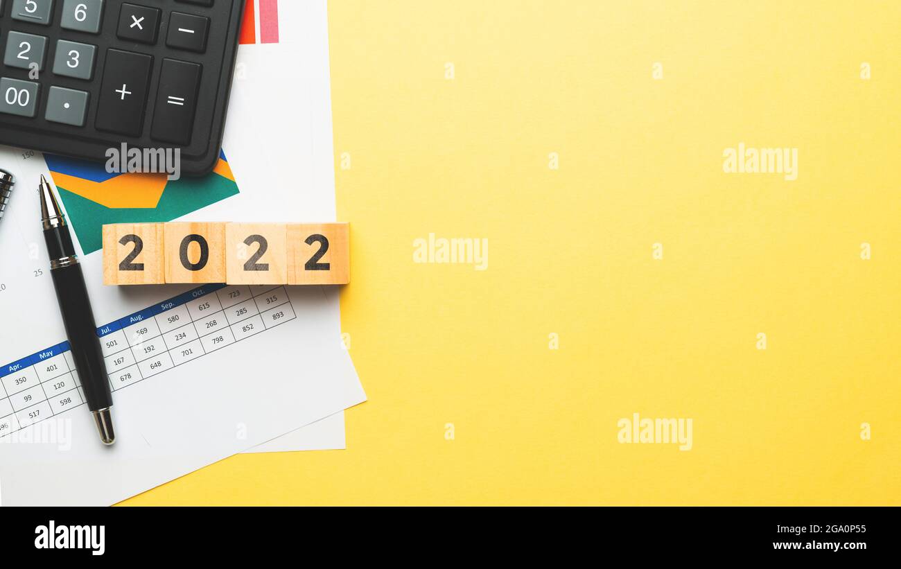 Concept d'analyse commerciale et de comptabilité en 2022 avec espace de copie. Banque D'Images