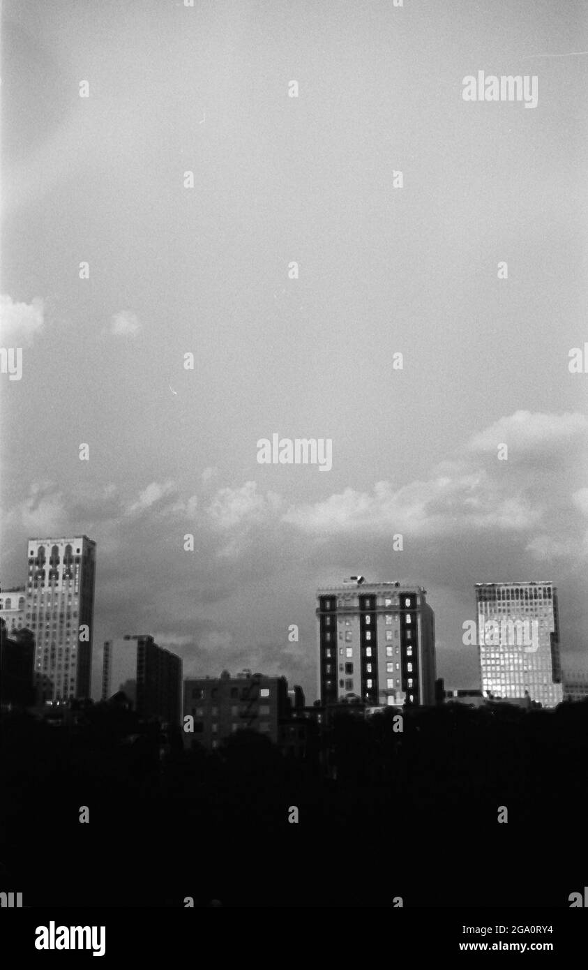 New York City sur le film B&W 35mm Banque D'Images