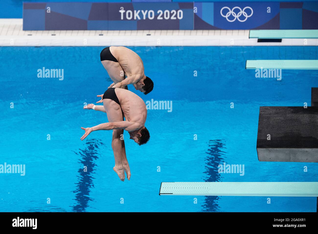 Tokyo, Japon. 28 juillet 2021. Patrick HAUSDING (GER)/Lars RUEDIGER (Rudiger, GER) en action, médaille de bronze, 3e place, bronze; Plongée/hommes, saut synchronisé du 3m board, le 07/28/2021; Jeux Olympiques d'été 2020, à partir de 23.07. - 08.08.2021 à Tokyo/Japon. Credit: dpa/Alay Live News Banque D'Images