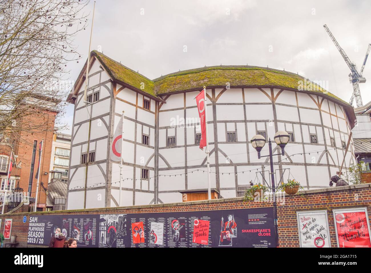 Extérieur du théâtre Globe de Shakespeare, Londres, Royaume-Uni 2021. Banque D'Images