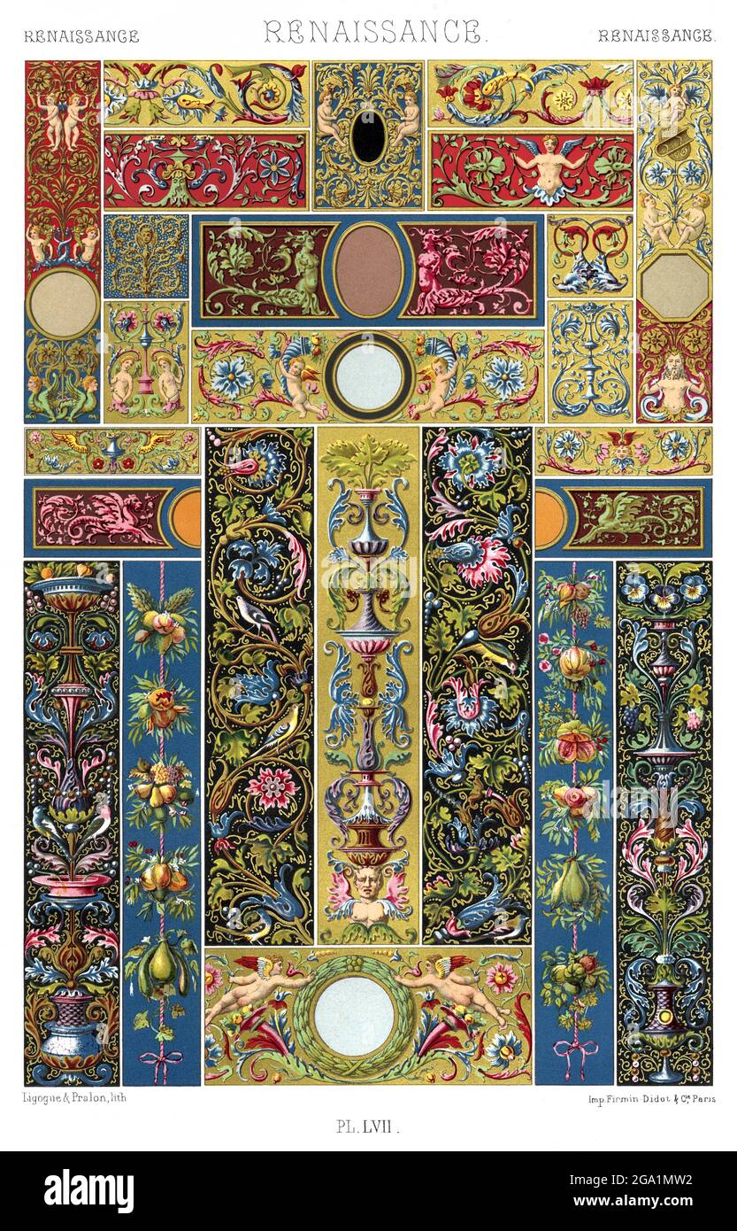 Renaissance - peintures sur manuscrits et fresques. - par l'ornement 1880, Banque D'Images