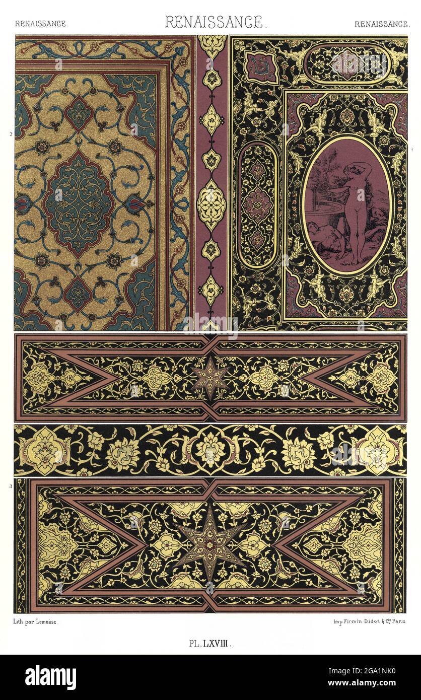 Renaissance - Bindings et marqueterie vénitienne. - par l'ornement 1880. Banque D'Images