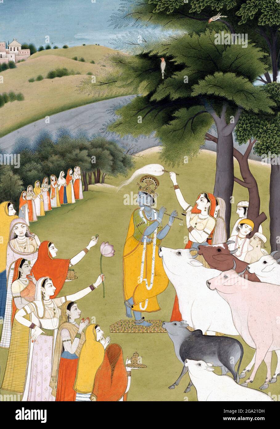 Krishna jouant la flûte, artiste inconnu Banque D'Images