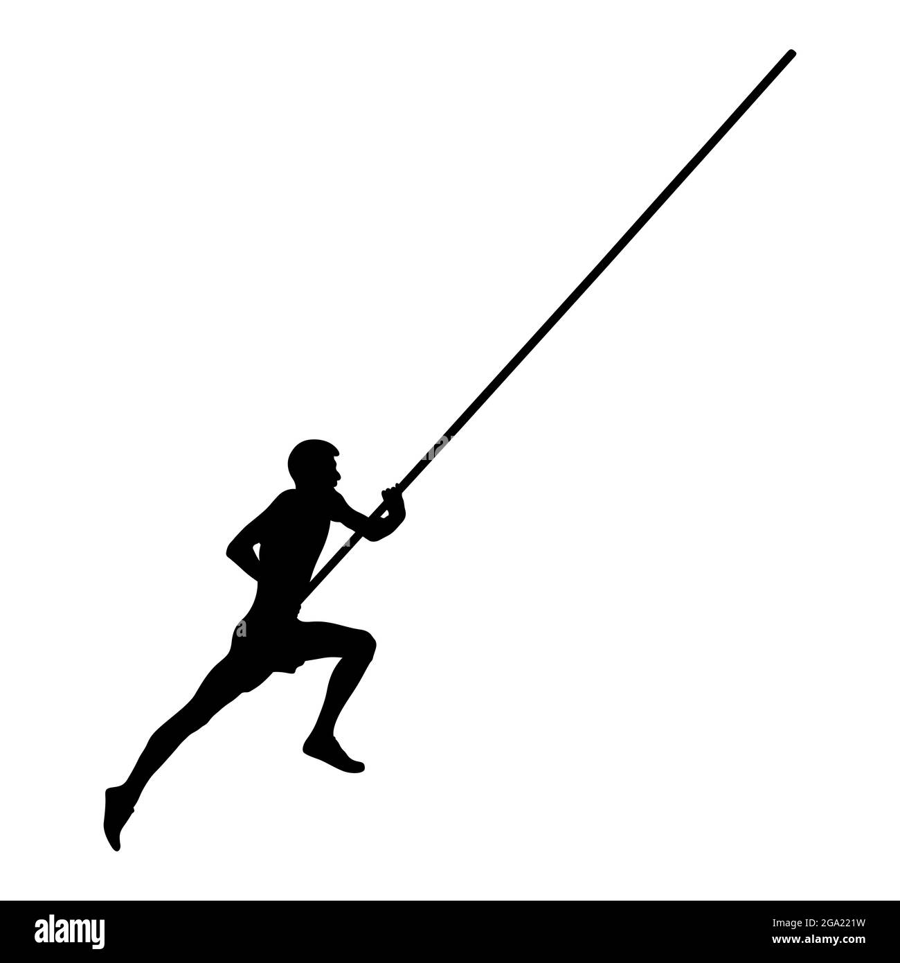 poteau vault mâle athlète pied poteau silhouette noire Banque D'Images