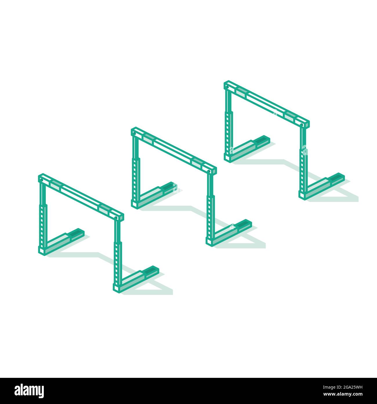 Obstacles barrières de course isolées sur fond blanc. Illustration vectorielle. Équipement d'athlétisme. Illustration de Vecteur