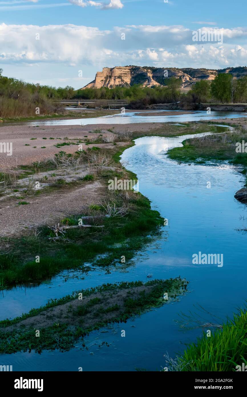 North Platte River, monument national de Scotts Bluff ; Nebraska, États-Unis d'Amérique Banque D'Images